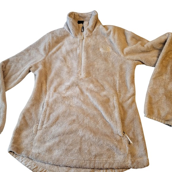 The North Face Sweater Womens Small Beige Sherpa Fleece Quarter Zip Pullover - Picture 1 of 6